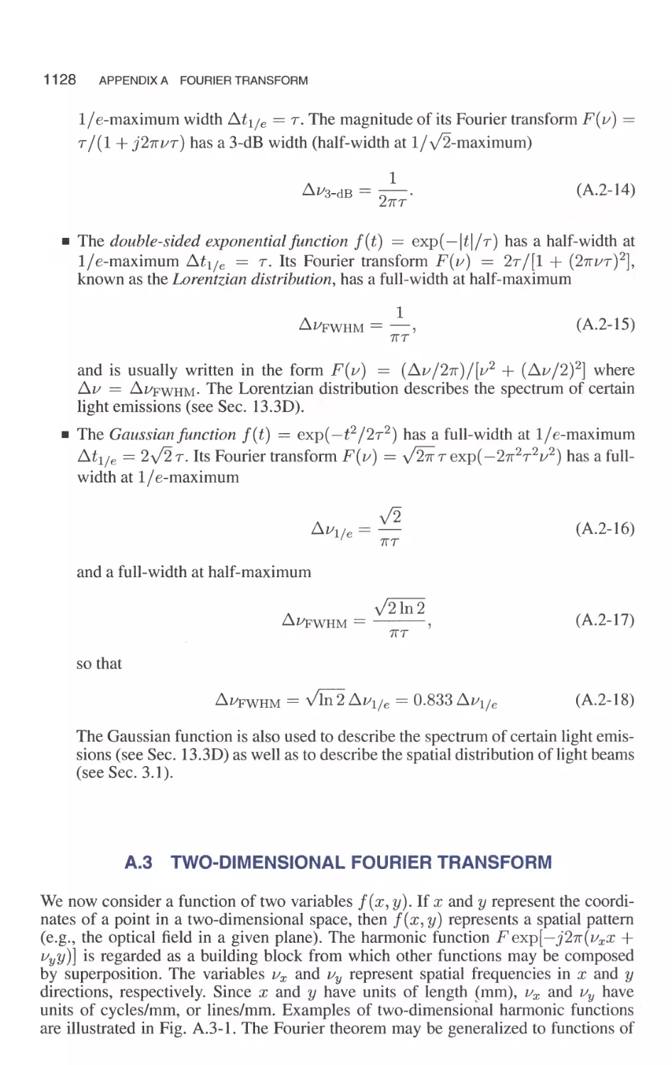 A.3 Two-Dimensional Fourier Transform