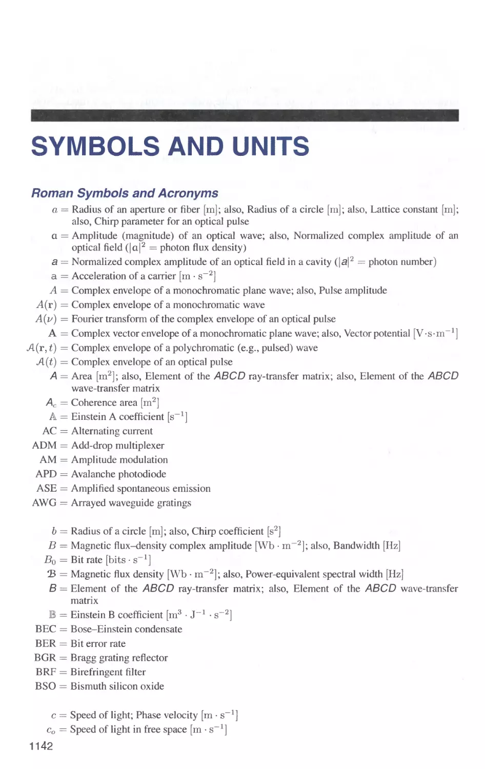 SYMBOLS AND UNITS