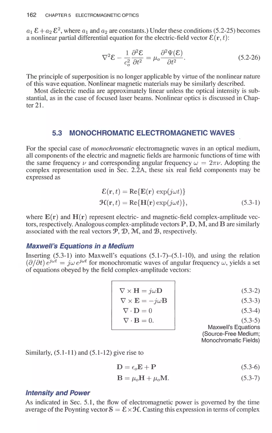 5.3 Monochromatic Electromagnetic Waves