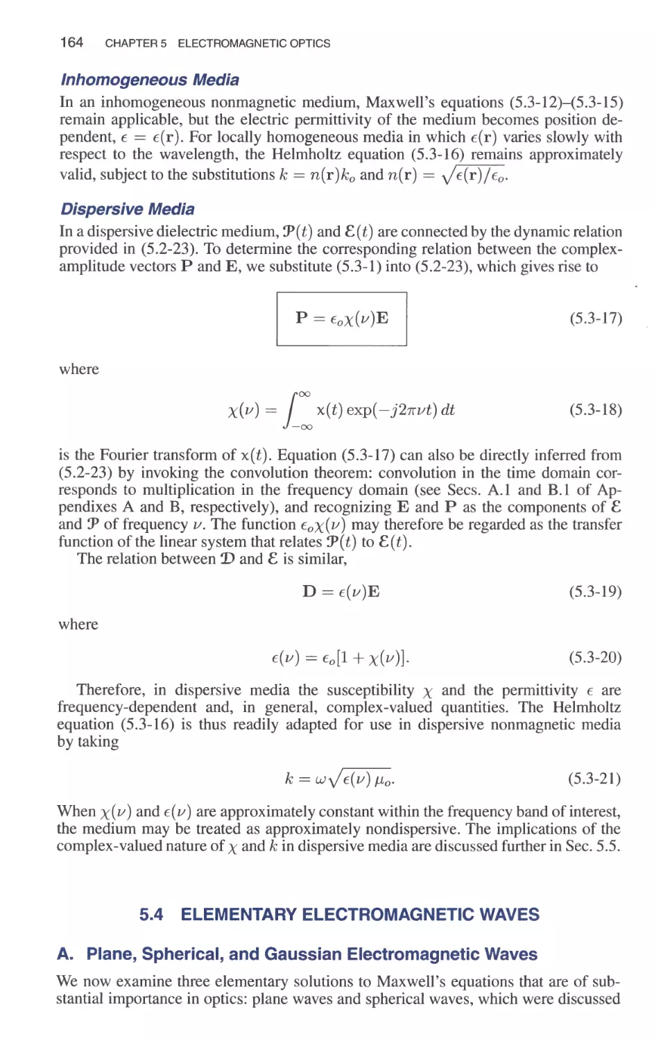 5.4 Elementary Electromagnetic Waves