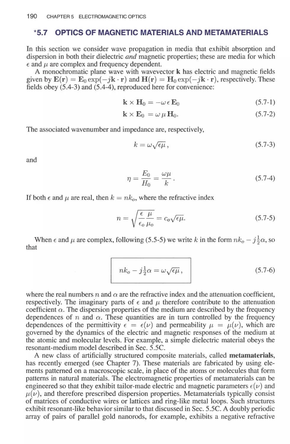 *5.7 Optics of Magnetic Materials and Metamaterials