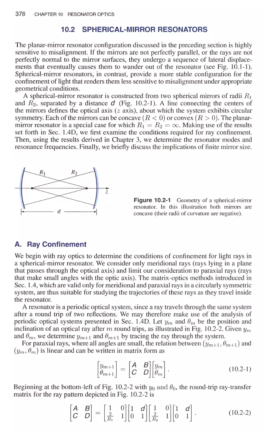 10.2 Spherical-Mirror Resonators