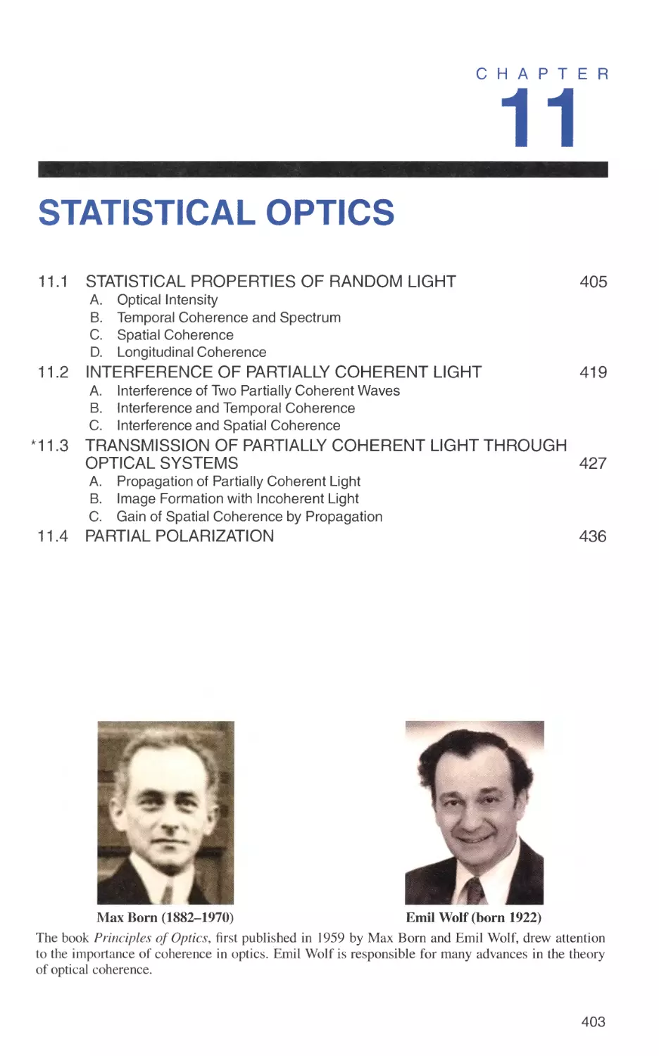 11 STATISTICAL OPTICS