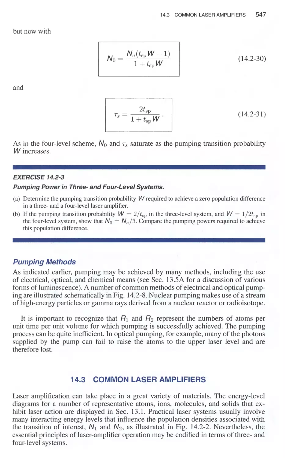 14.3 Common Laser Amplifiers