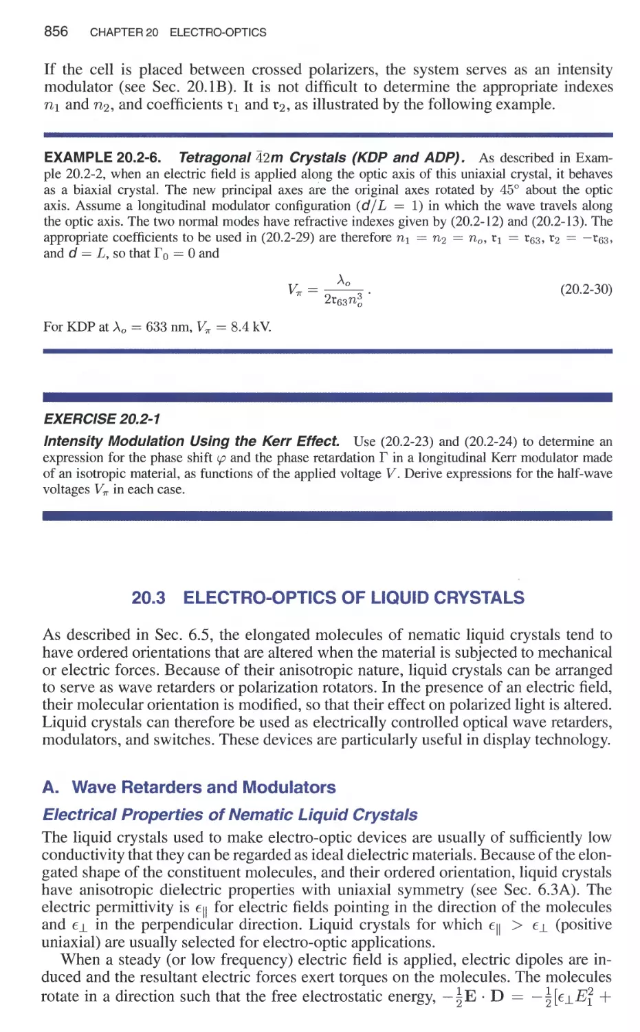 20.3 Electro-Optics of Liquid Crystals