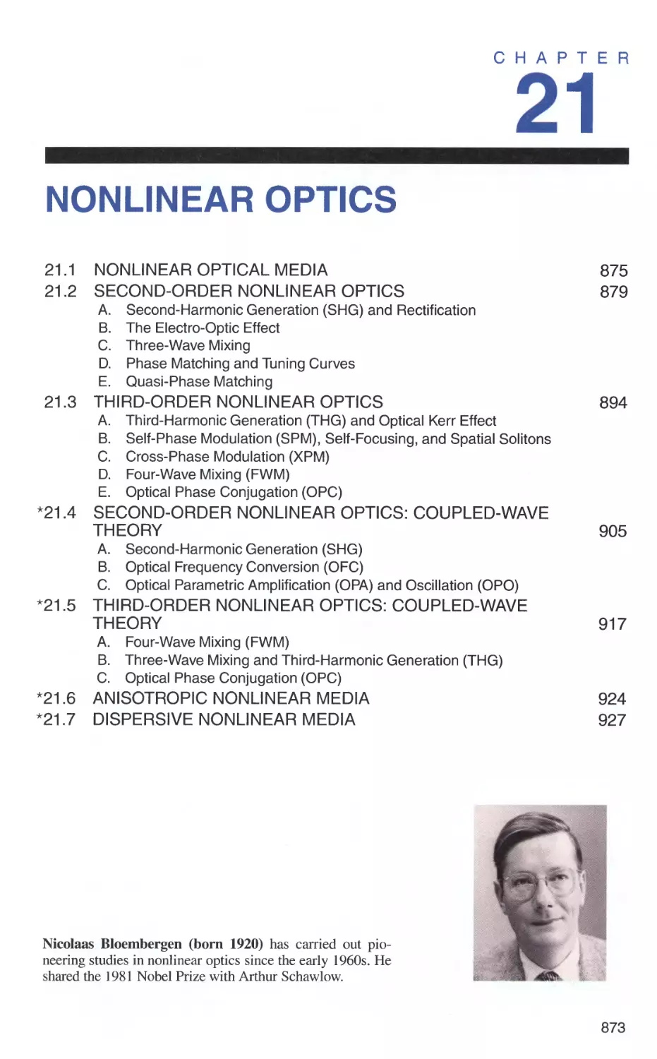 21 NONLINEAR OPTICS