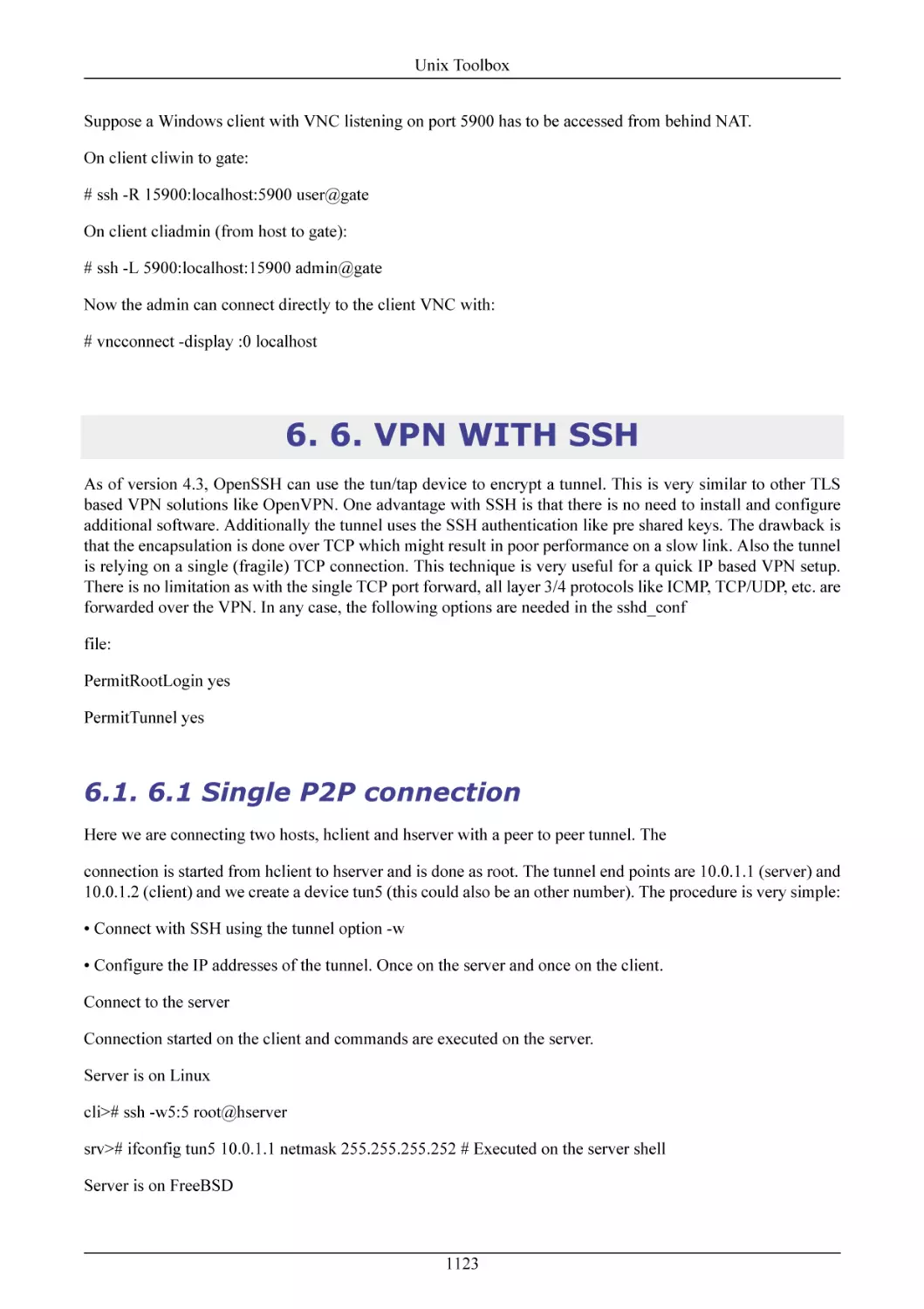 6. VPN WITH SSH
6.1 Single P2P connection