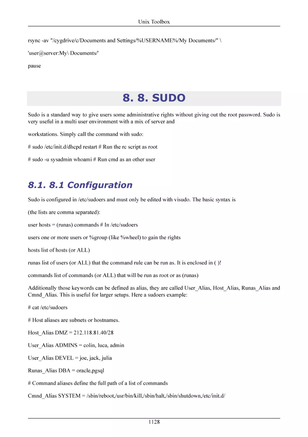 8. SUDO
8.1 Configuration