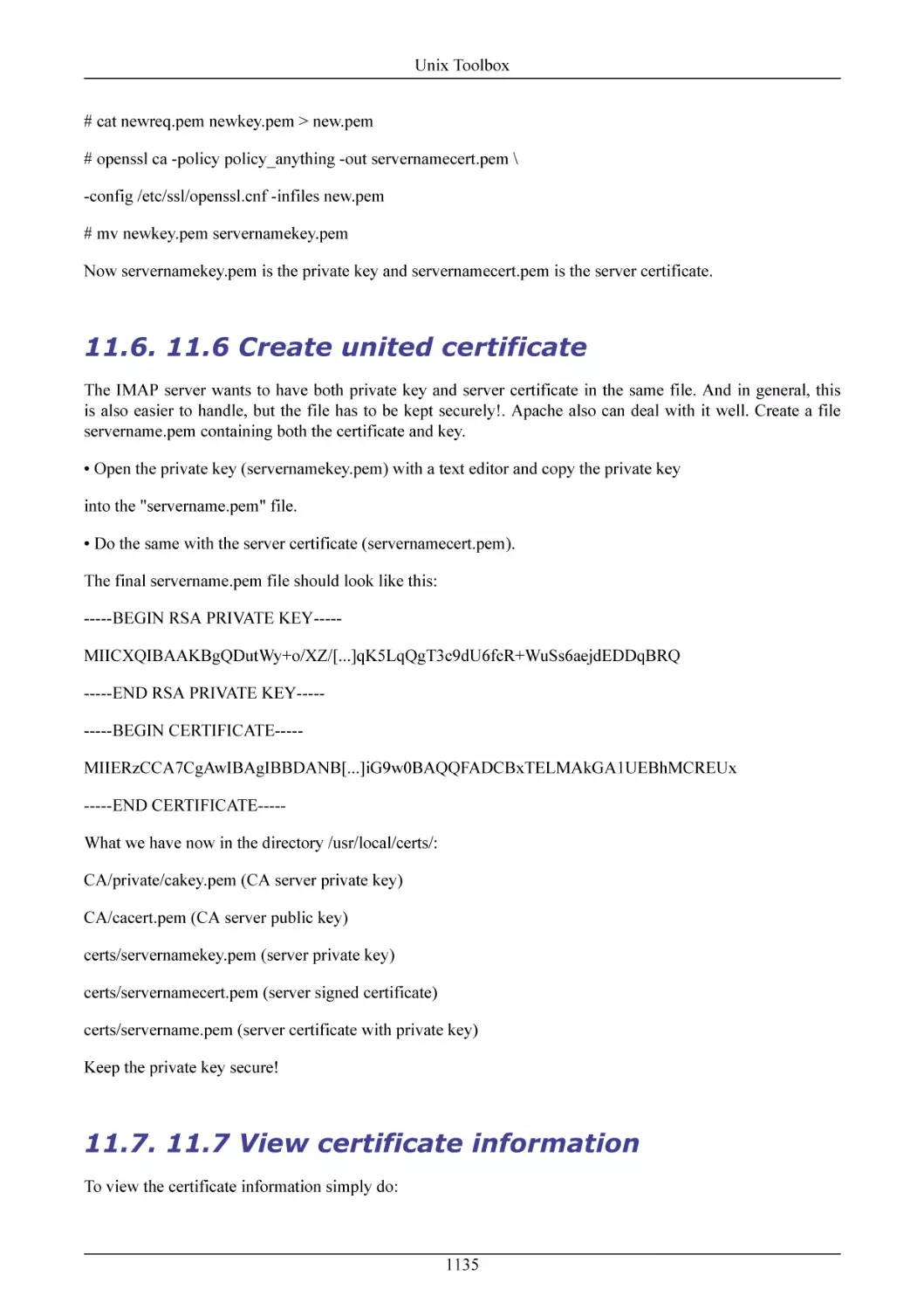 11.6 Create united certificate
11.7 View certificate information