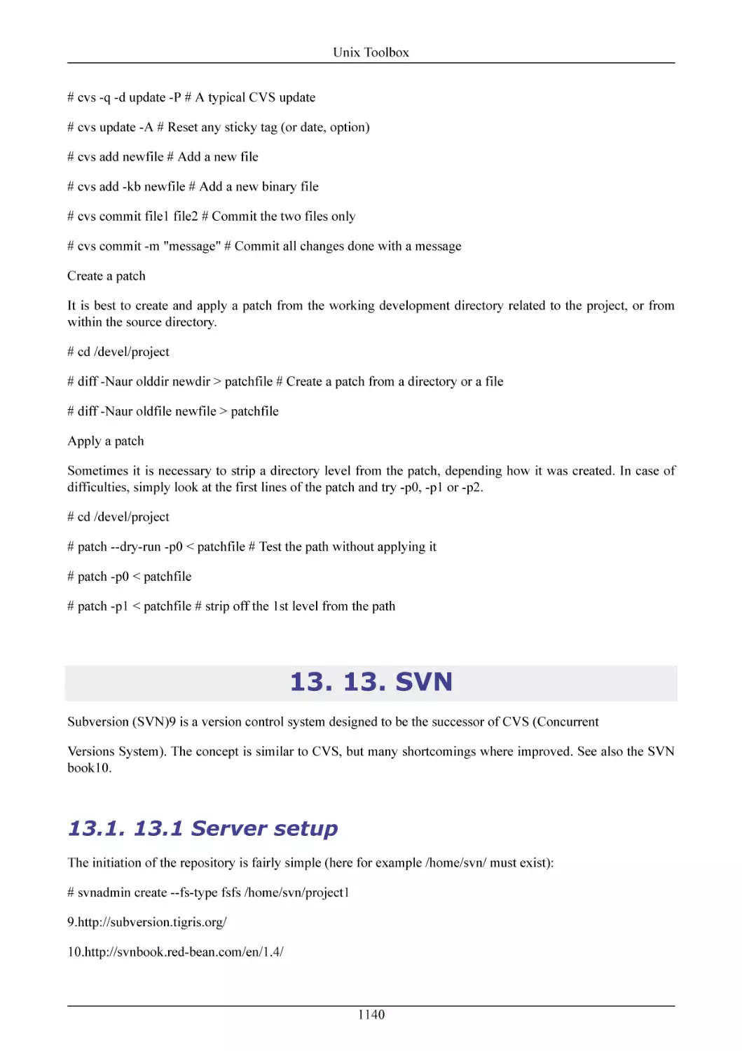 13. SVN
13.1 Server setup