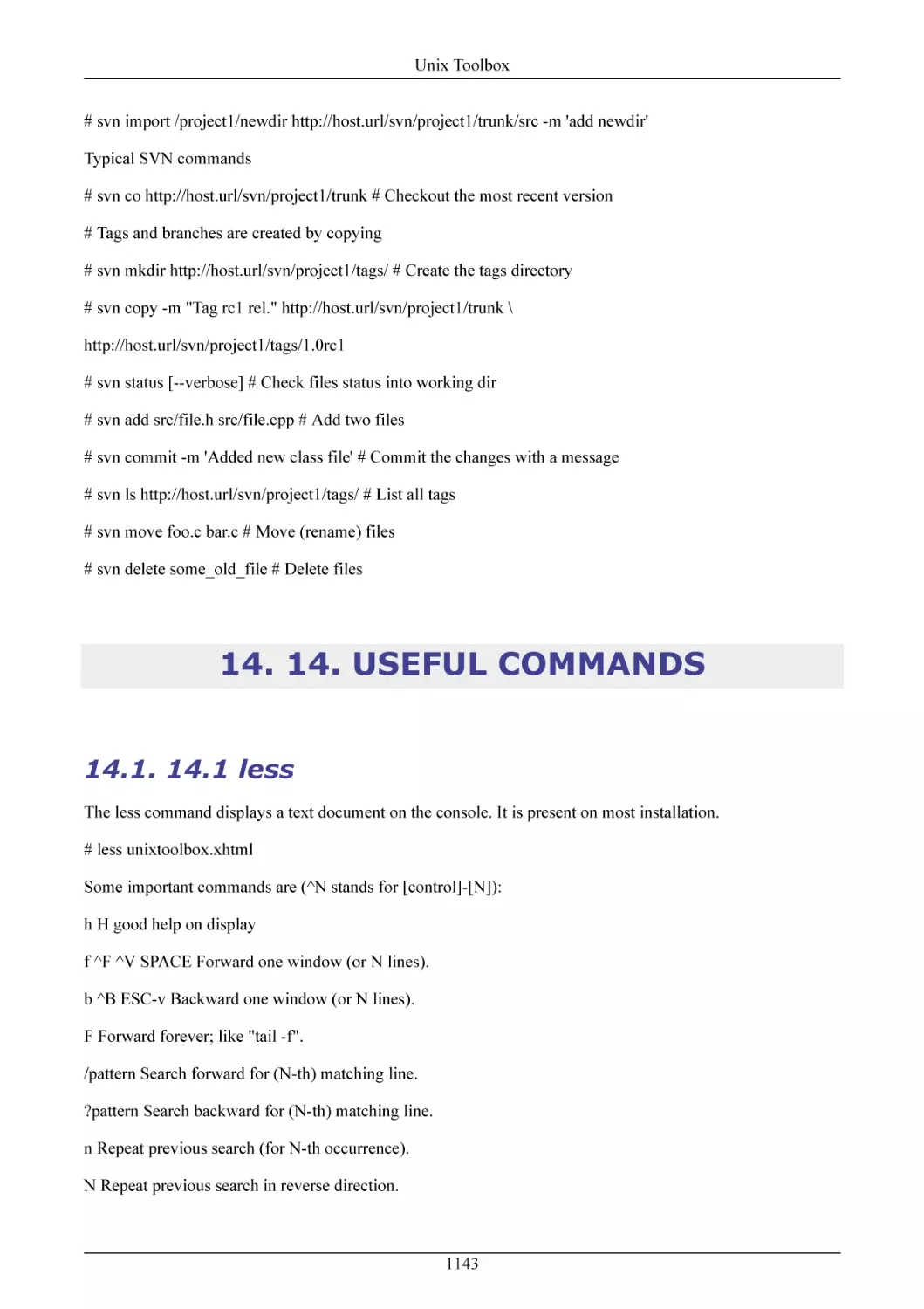 14. USEFUL COMMANDS
14.1 less