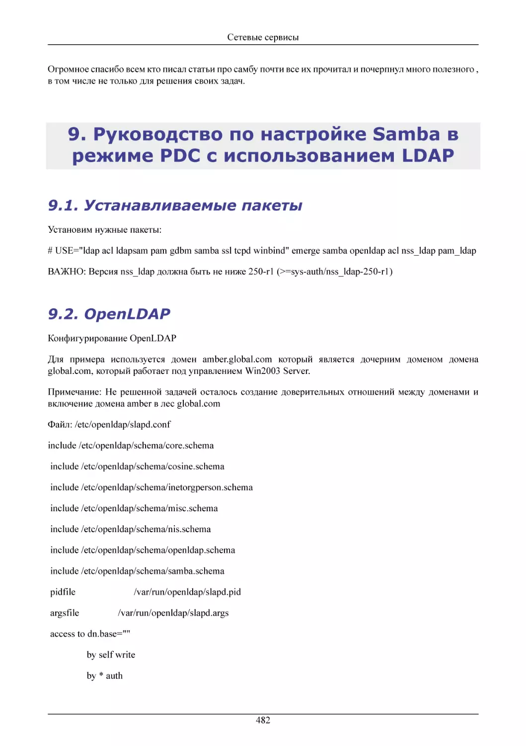 Руководство по настройке Samba в режиме PDC с
Устанавливаемые пакеты
OpenLDAP
