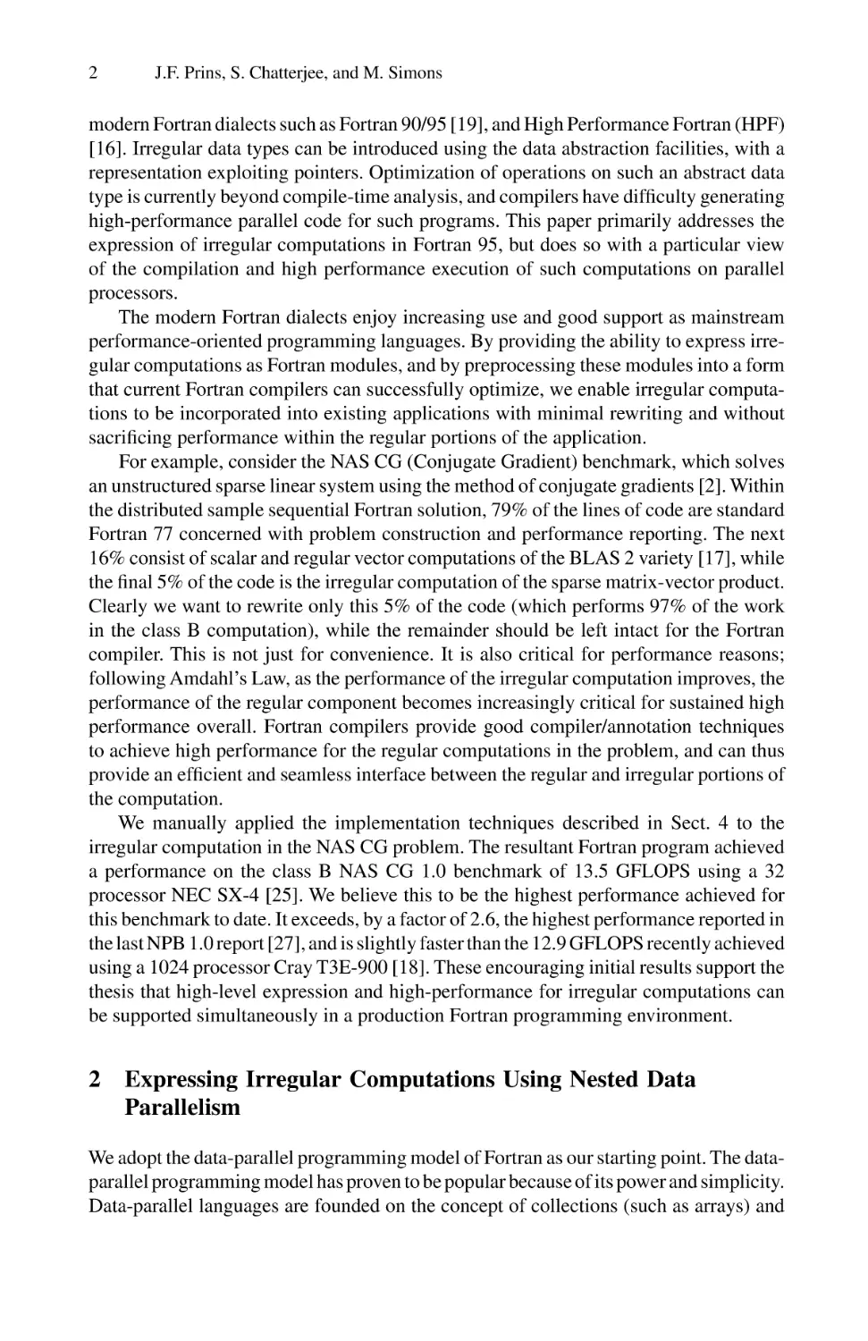 Expressing Irregular Computations Using Nested Data Parallelism