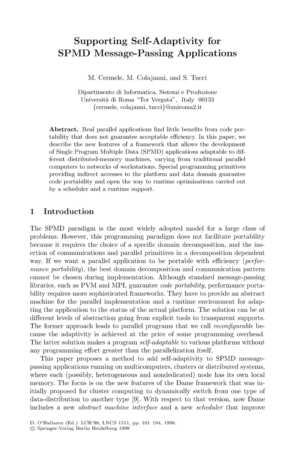 Supporting Self-Adaptivity for SPMD Message-Passing Applications
Introduction