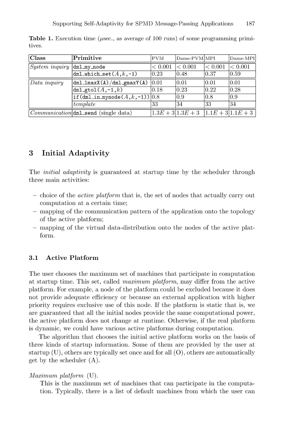 Initial Adaptivity
Active Platform