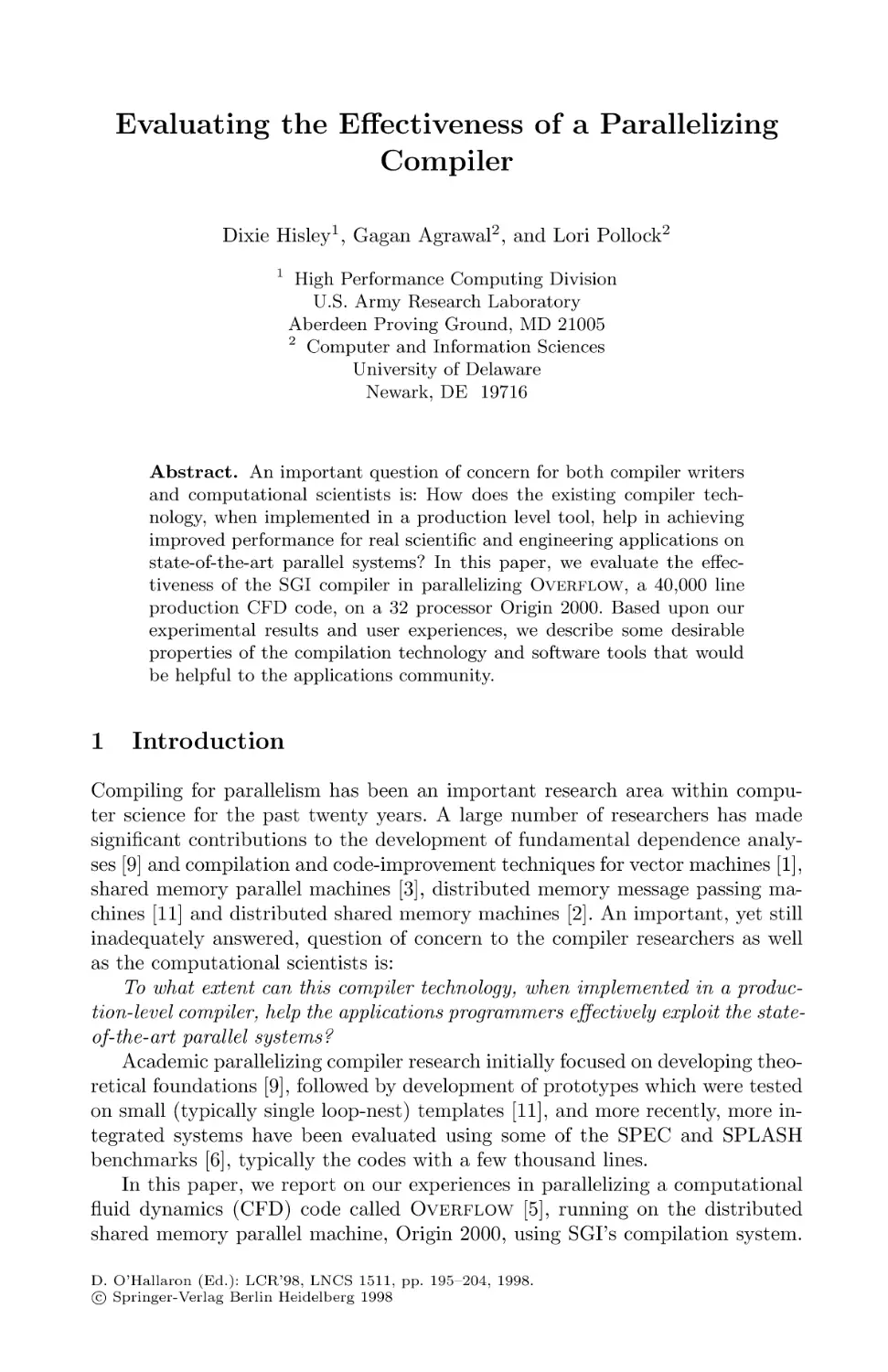 Evaluating the Effectiveness of a Parallelizing Compiler
Introduction