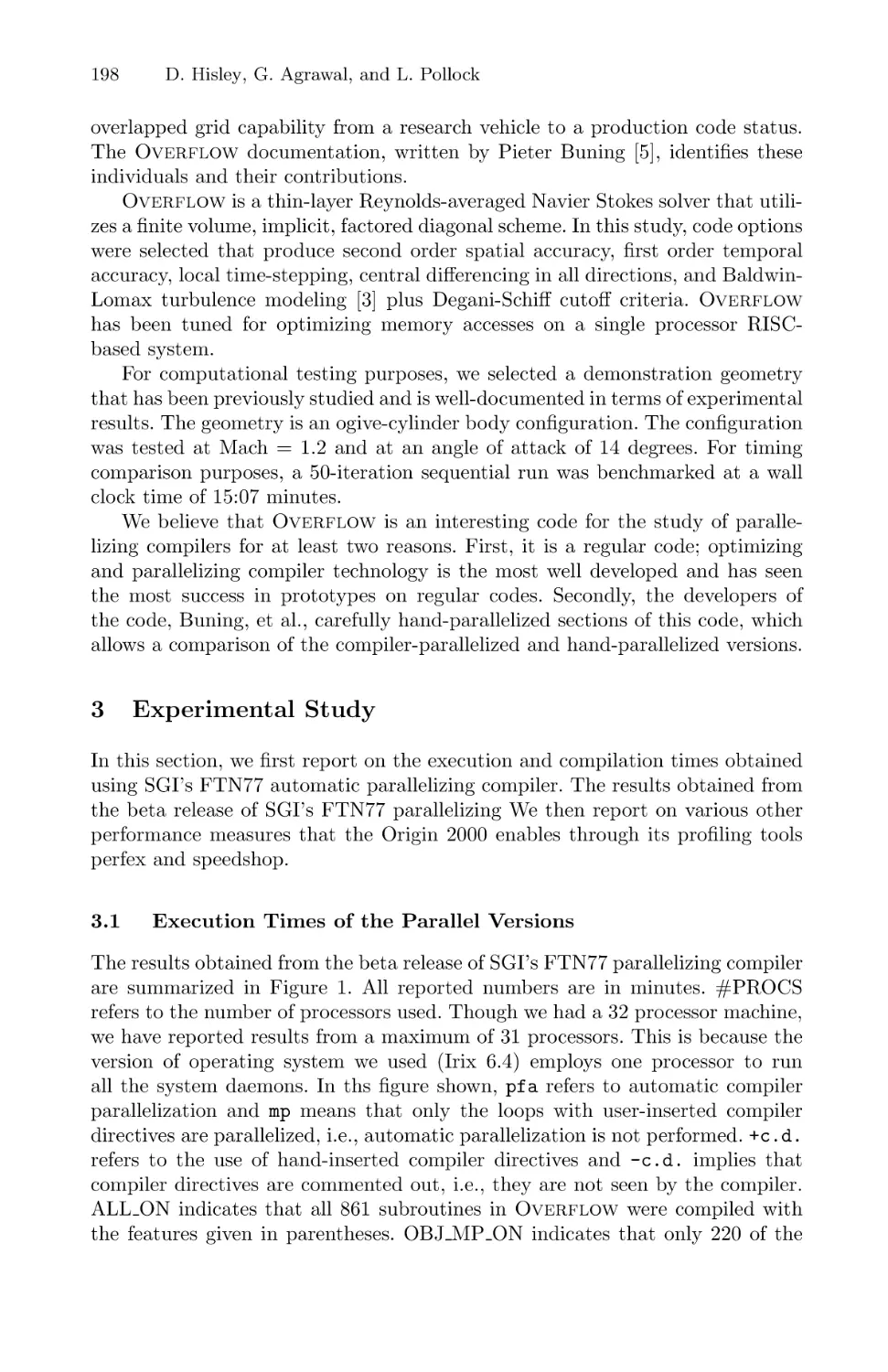 Experimental Study
Execution Times of the Parallel Versions