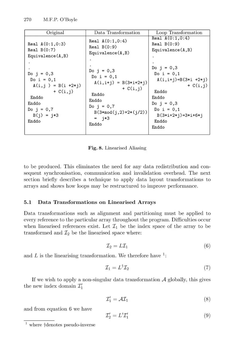 Data Transformations on Linearised Arrays