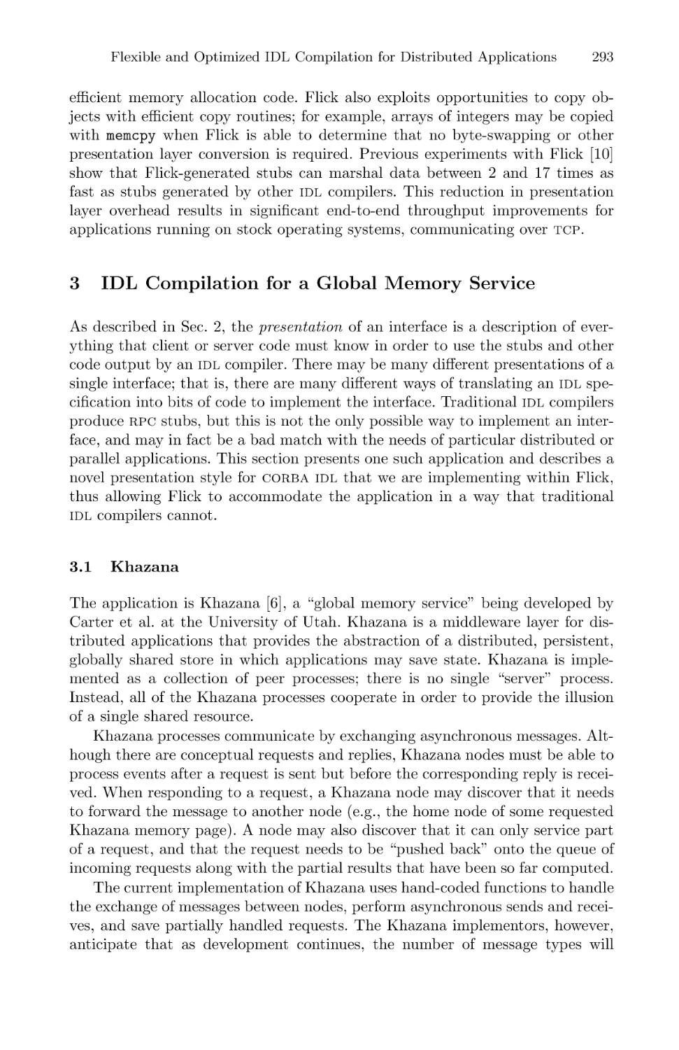 IDL Compilation for a Global Memory Service
Khazana