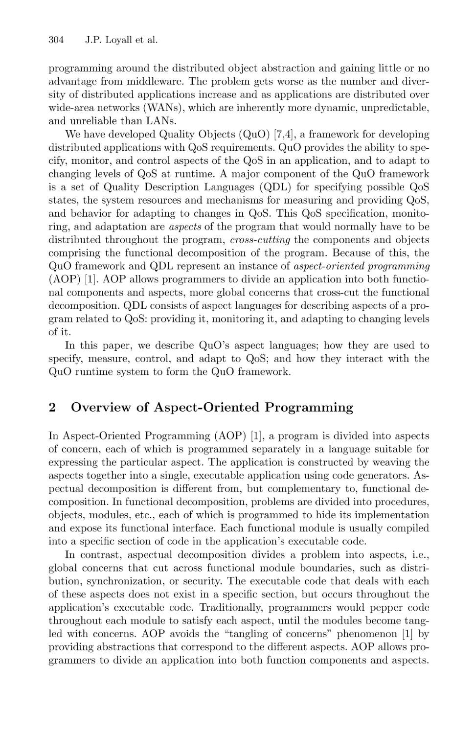 Overview of Aspect-Oriented Programming