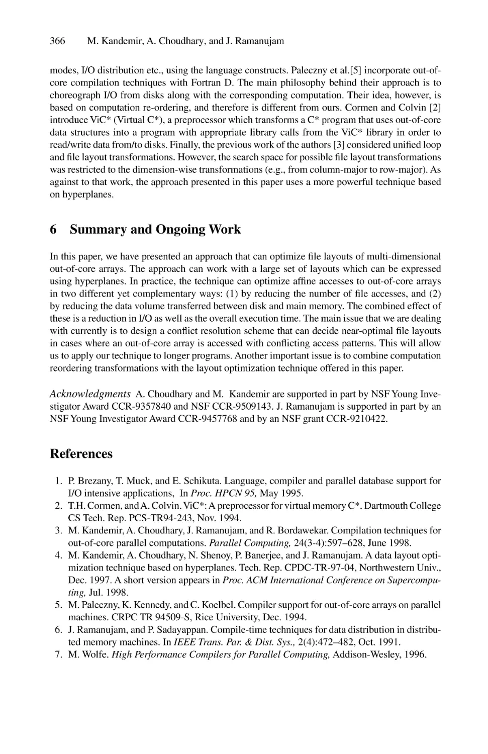 Summary and Ongoing Work
References