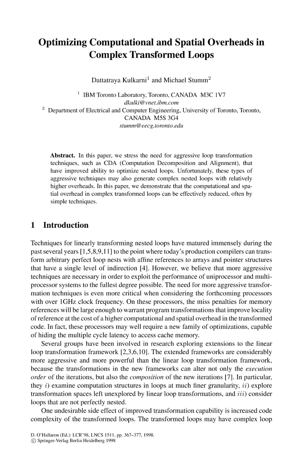 Optimizing Computational and Spatial Overheads in Complex Transformed Loops
Introduction