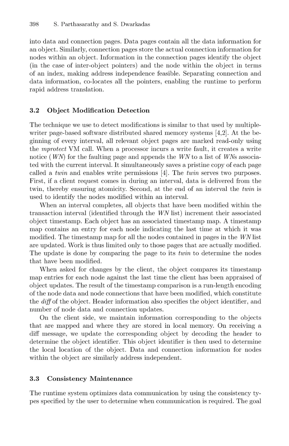 Object Modification Detection
Consistency Maintenance