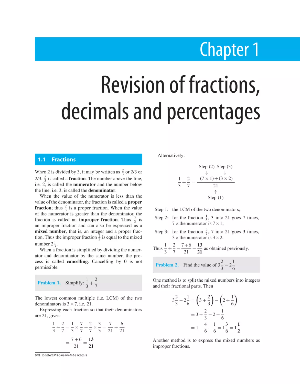 Chapter 1. Revision of fractions, decimals and percentages
1.1 Fractions