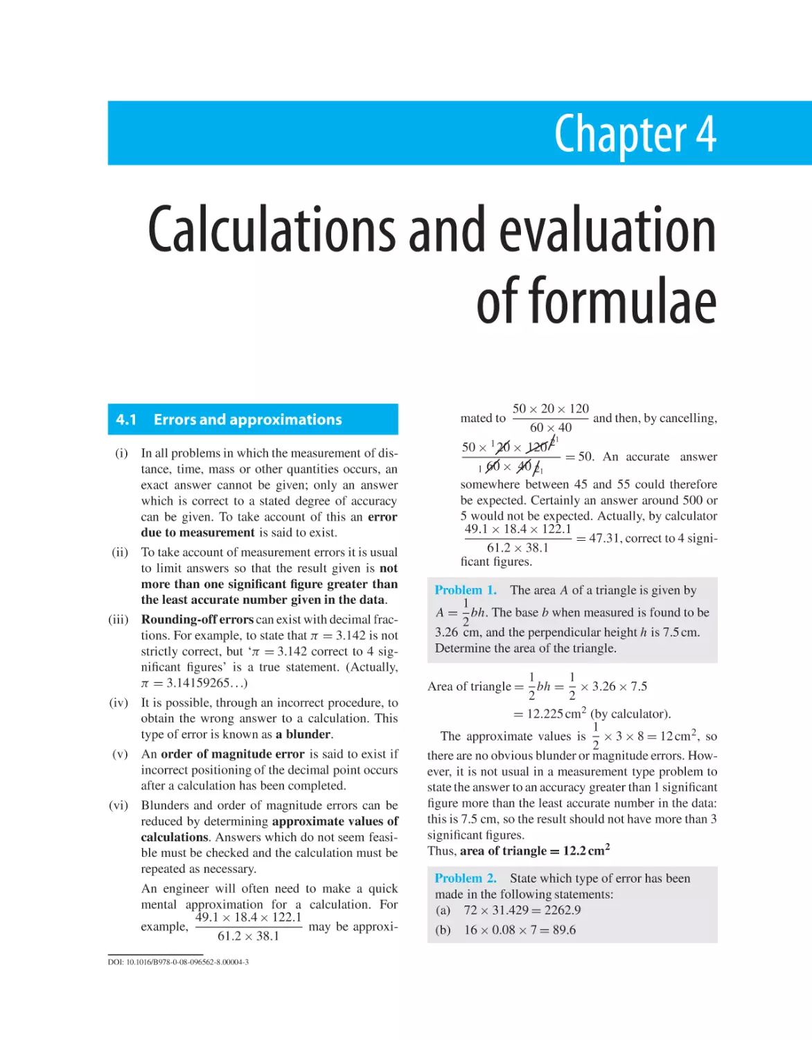 Chapter 4. Calculations and evaluation of formulae
4.1 Errors and approximations