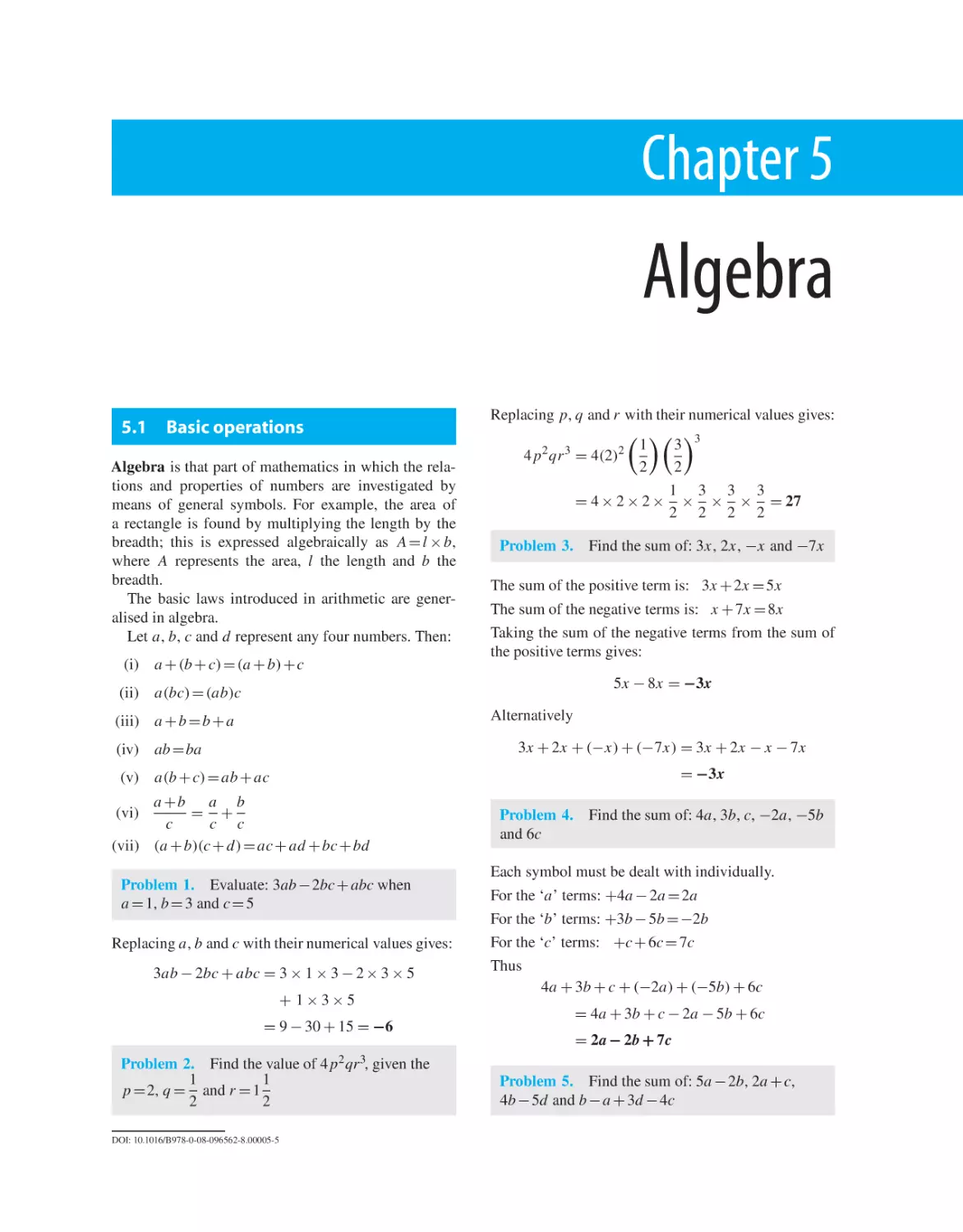 Chapter 5. Algebra
5.1 Basic operations