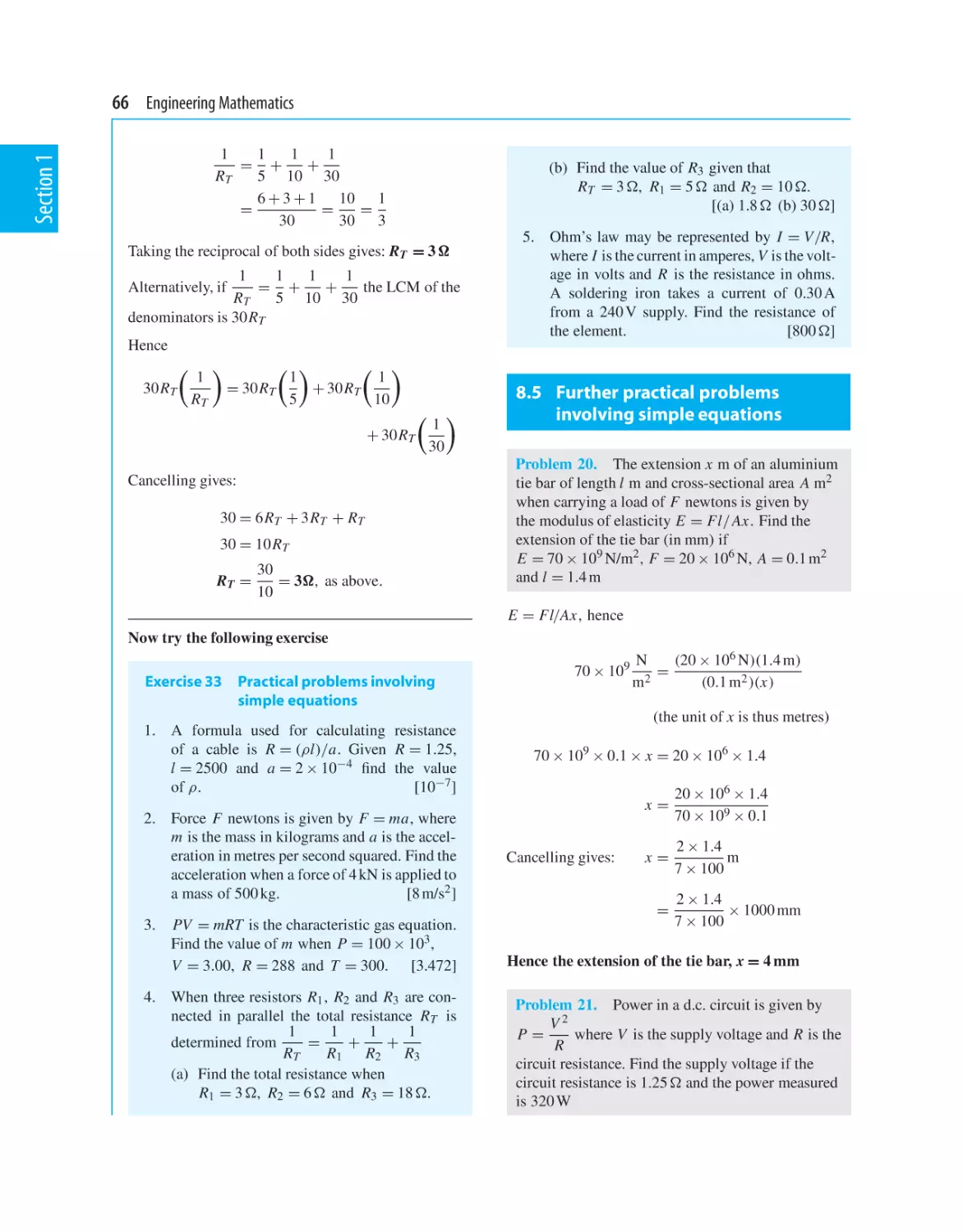 8.5 Further practical problems involving simple equations