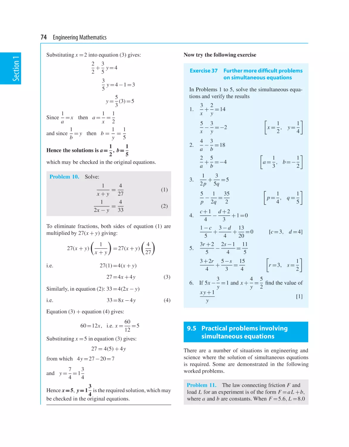 9.5 Practical problems involving simultaneous equations