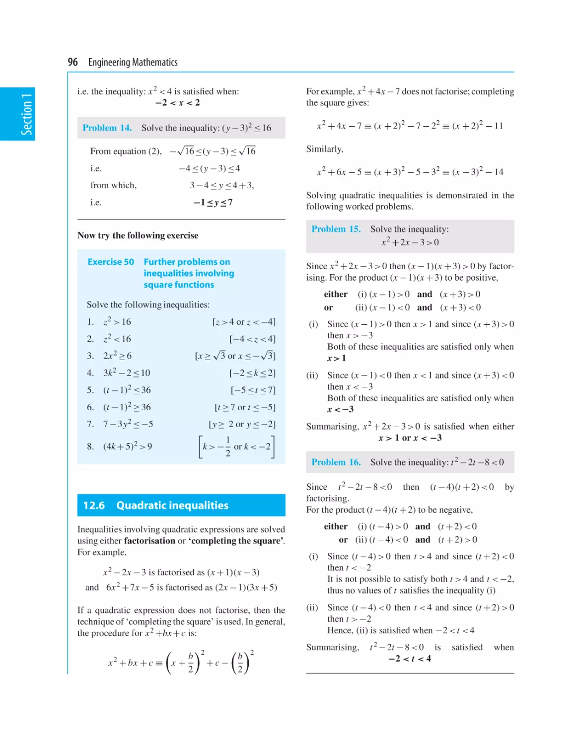 12.6 Quadratic inequalities