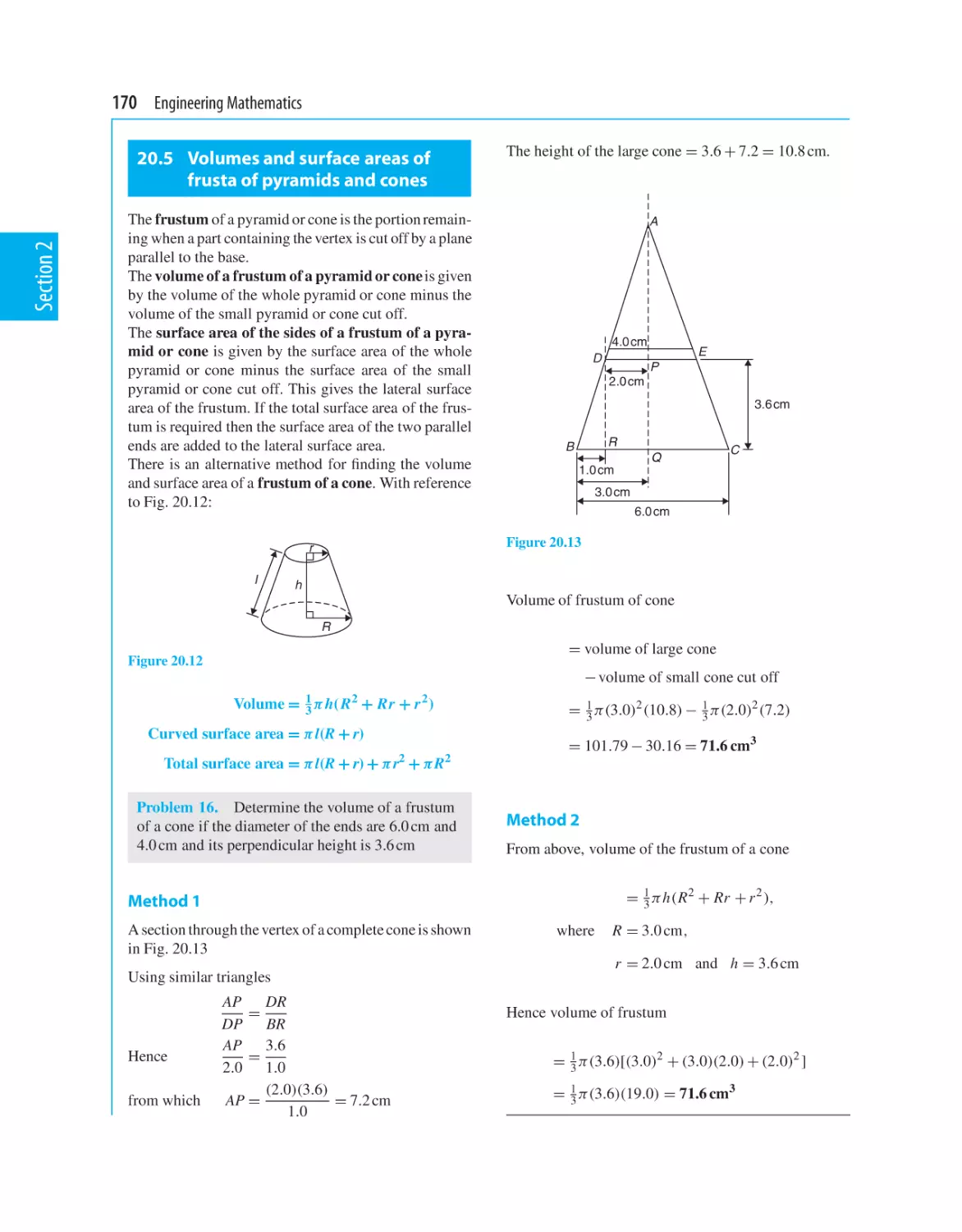 20.5 Volumes and surface areas of frusta of pyramids and cones