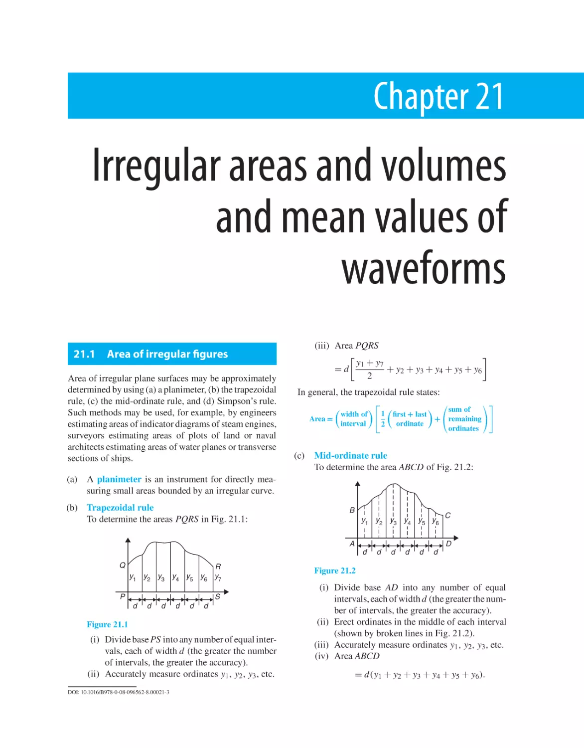 Chapter 21. Irregular areas and volumes and mean values of waveforms
21.1 Area of irregular figures