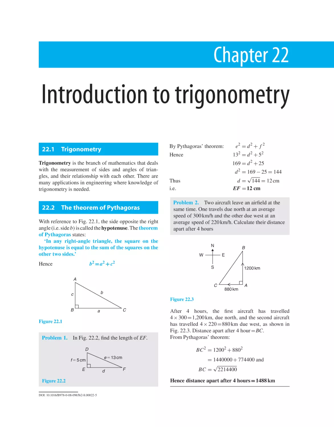 Chapter 22. Introduction to trigonometry
22.1 Trigonometry
22.2 The theorem of Pythagoras