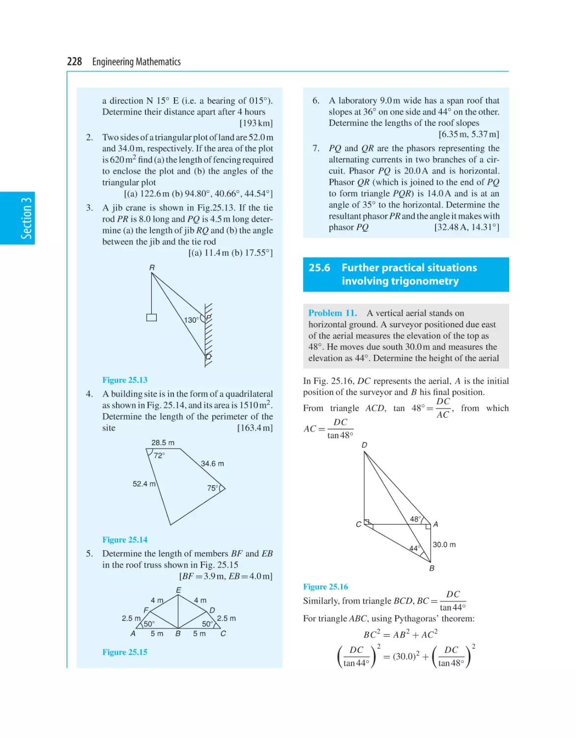 25.6 Further practical situations involving trigonometry
