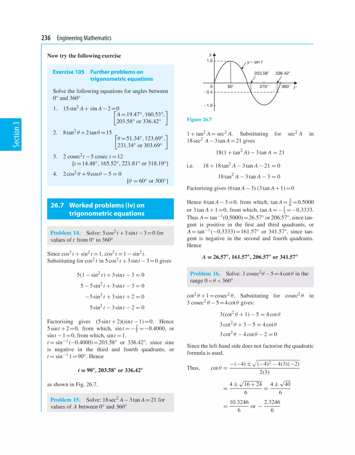 26.7 Worked problems (iv) on trigonometric equations