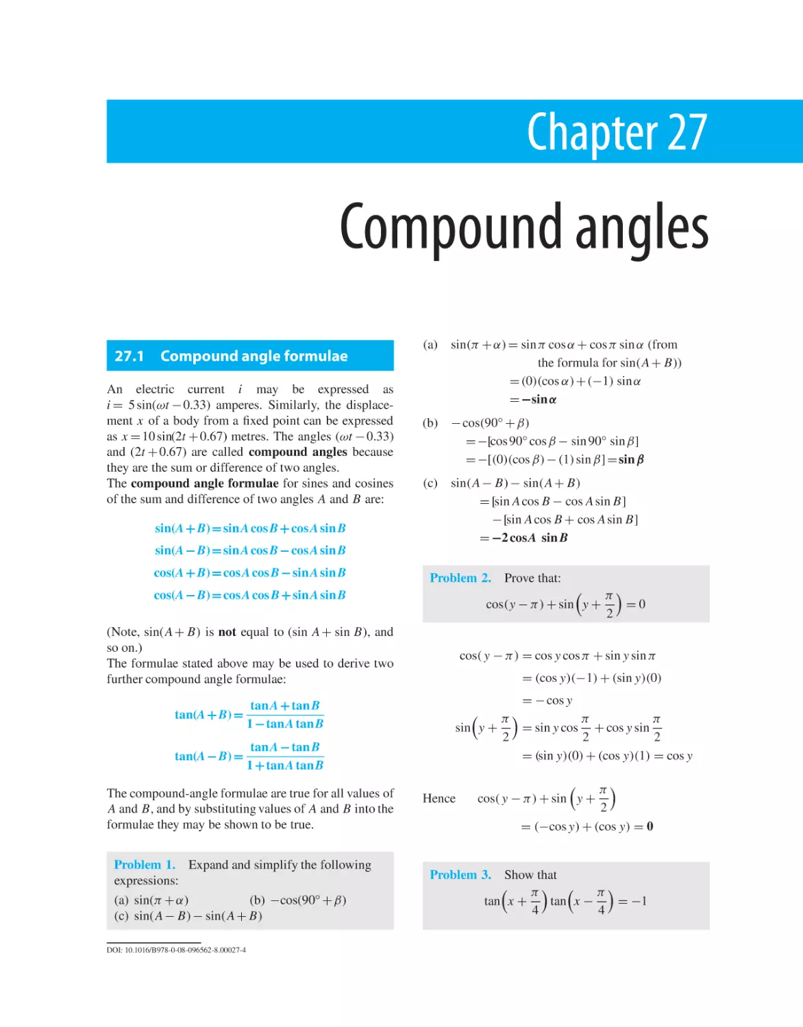 Chapter 27. Compound angles
27.1 Compound angle formulae