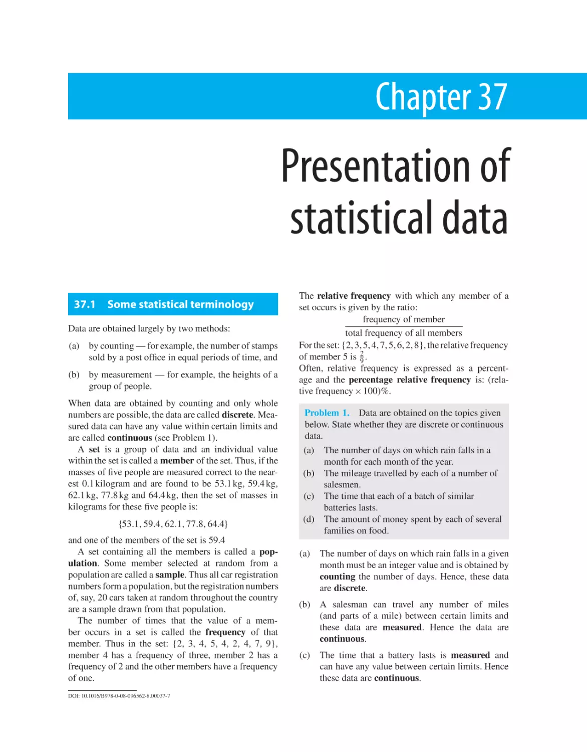 Chapter 37. Presentation of statistical data
37.1 Some statistical terminology