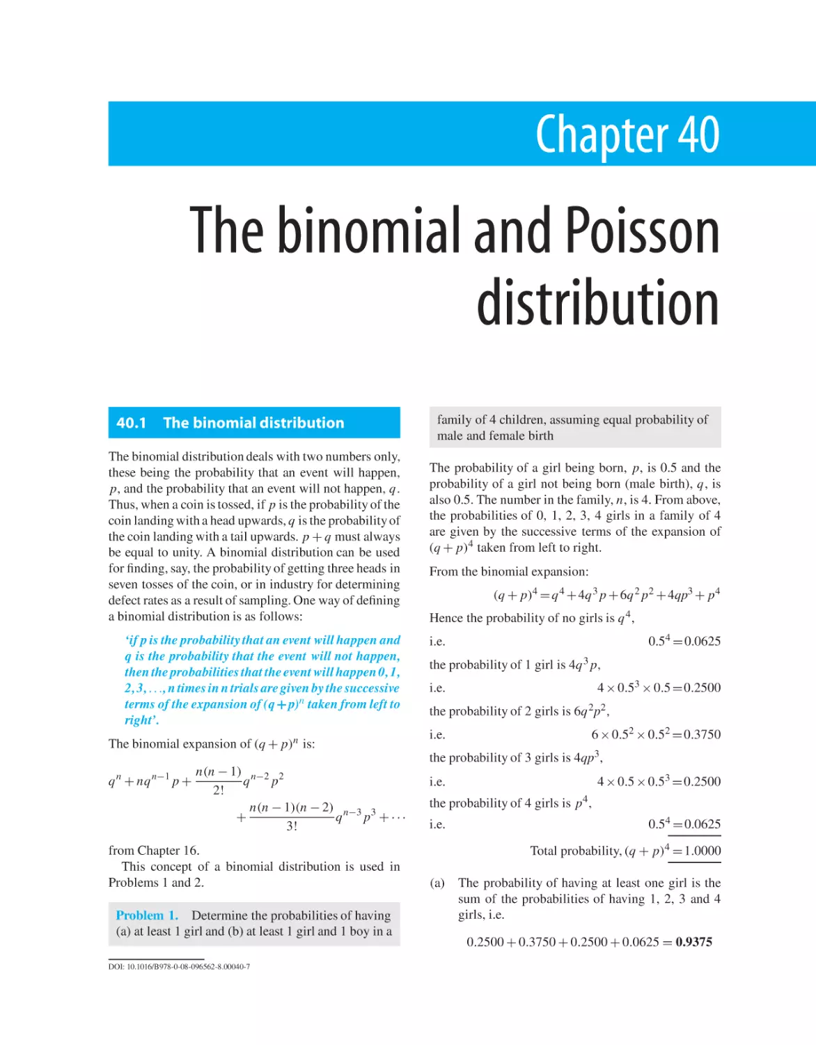 Chapter 40. The binomial and Poisson distributions
40.1 The binomial distribution