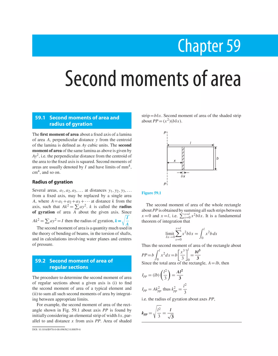 Chapter 59. Second moments of area
59.1 Second moments of area and radius of gyration
59.2 Second moment of area of regular sections