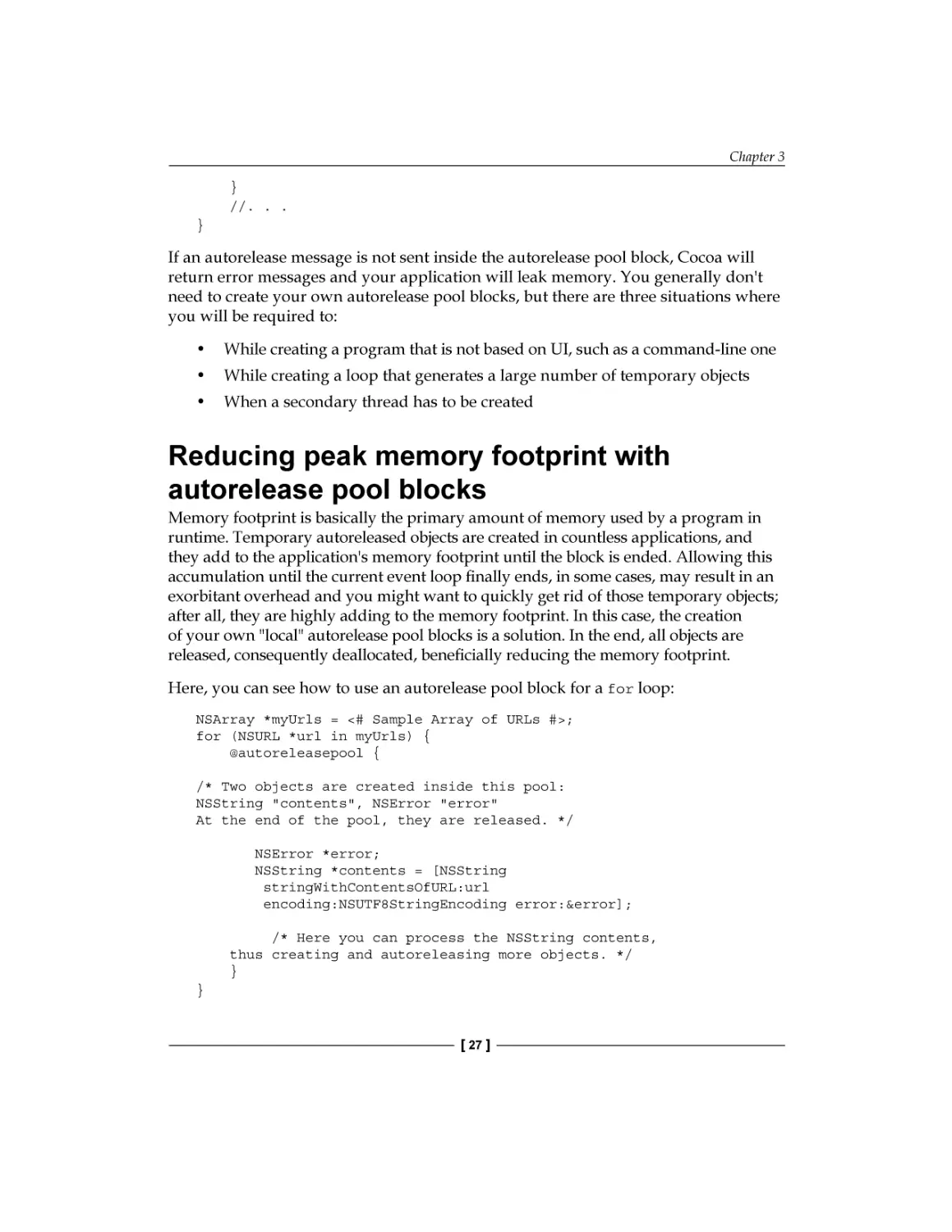 Reducing peak memory footprint with autorelease pool blocks