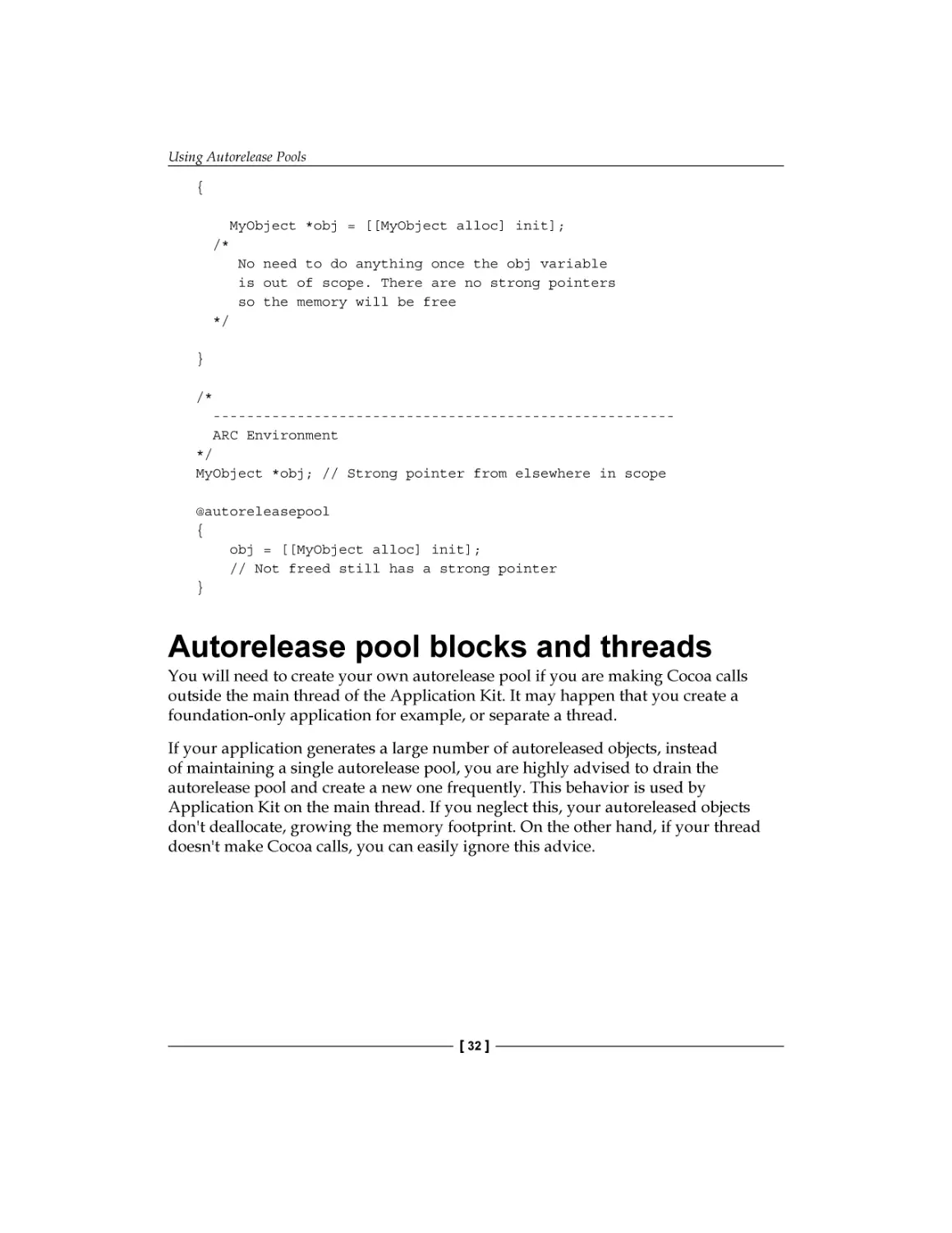 Autorelease pool blocks and threads