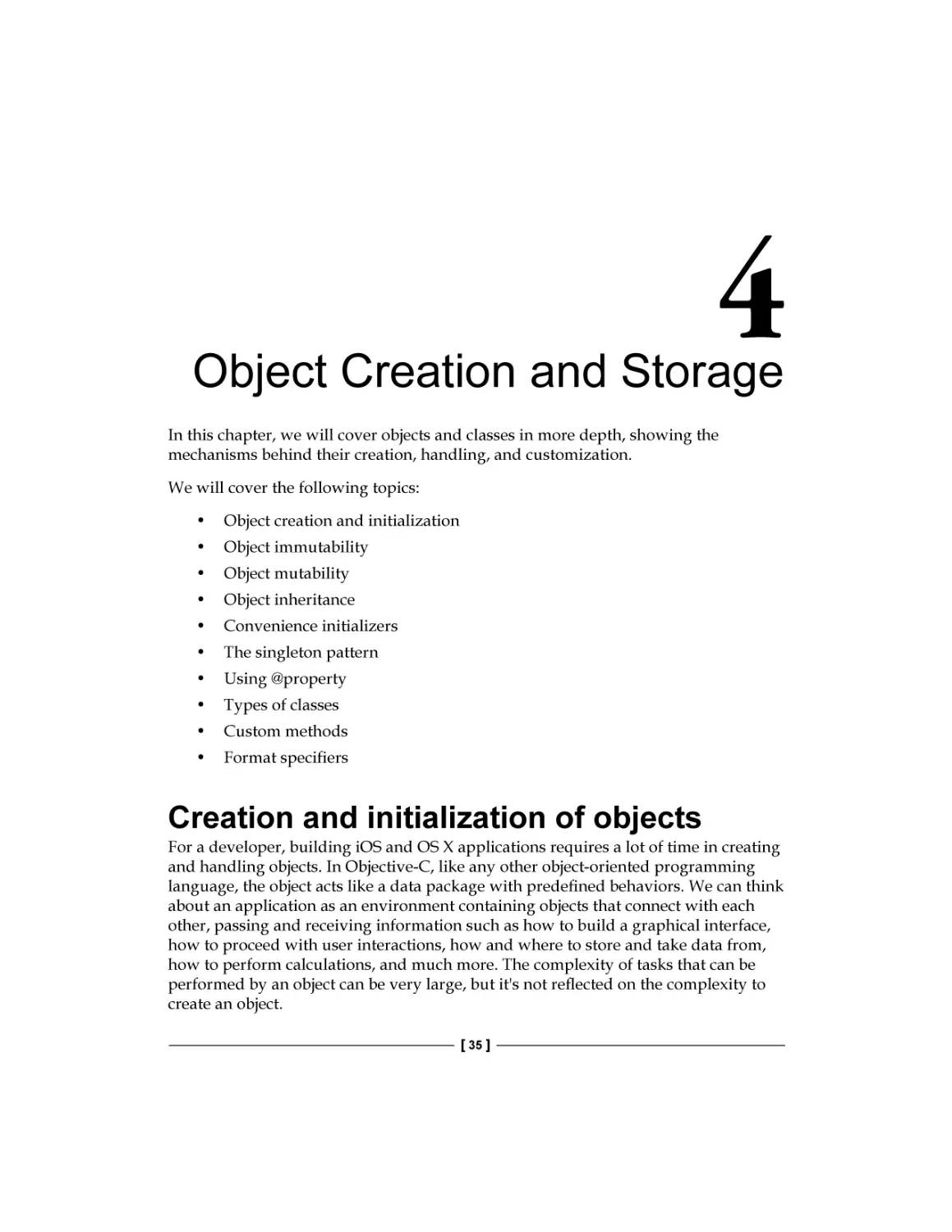 Chapter 4
Creation and initialization of objects
