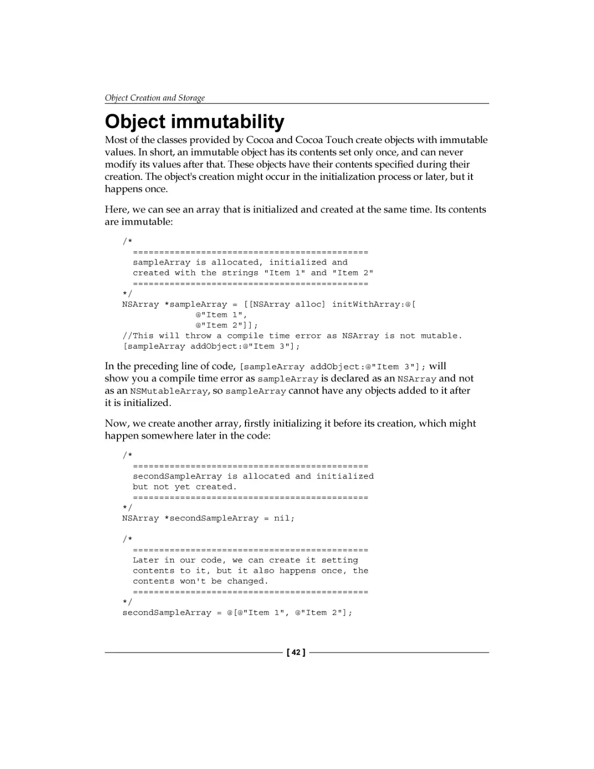 Object immutability