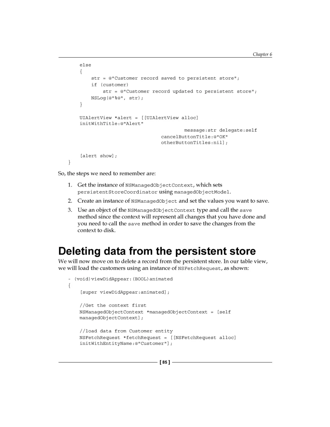 Deleting data from the persistent store