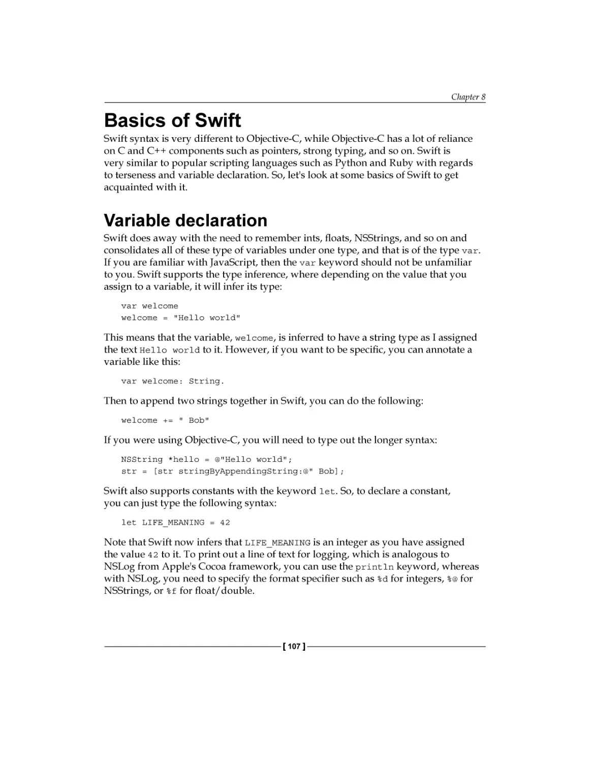 Basics of Swift
Variable declaration