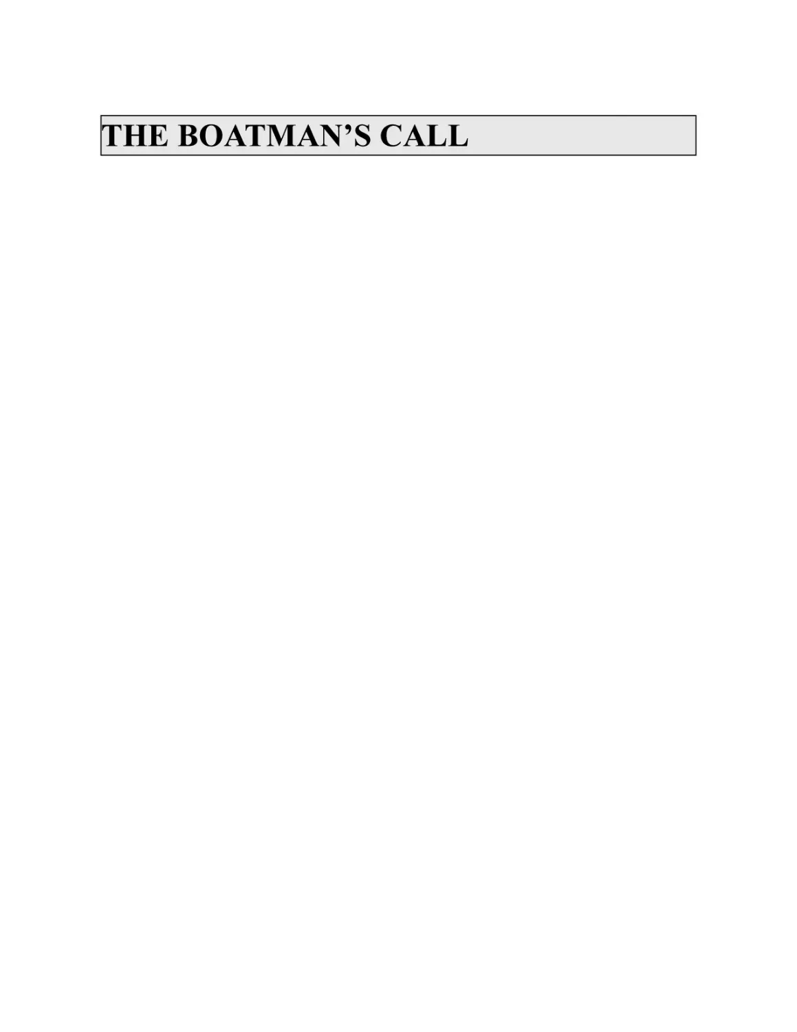 THE BOATMAN’S CALL
