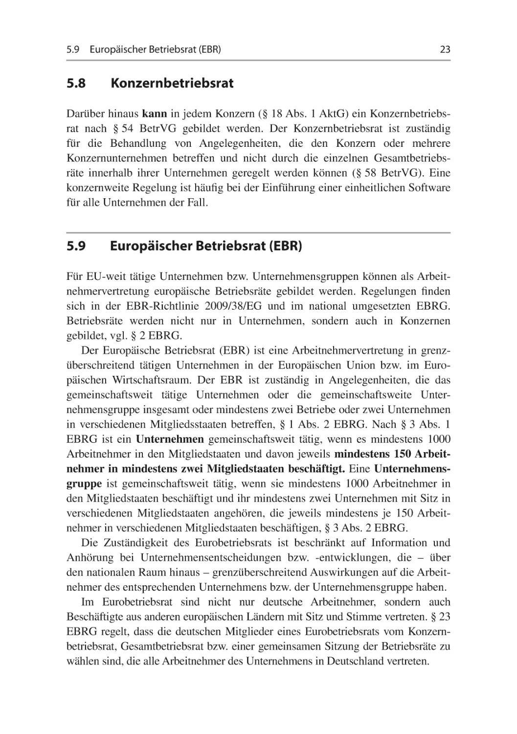 5.8	Konzernbetriebsrat
5.9	Europäischer Betriebsrat (EBR)